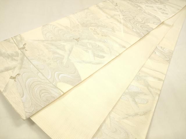 六通柄袋帯 流水籬草葉文