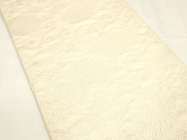 平和屋着物＊夏物 六通柄 本袋帯 花唐草文 銀糸 正絹 cm