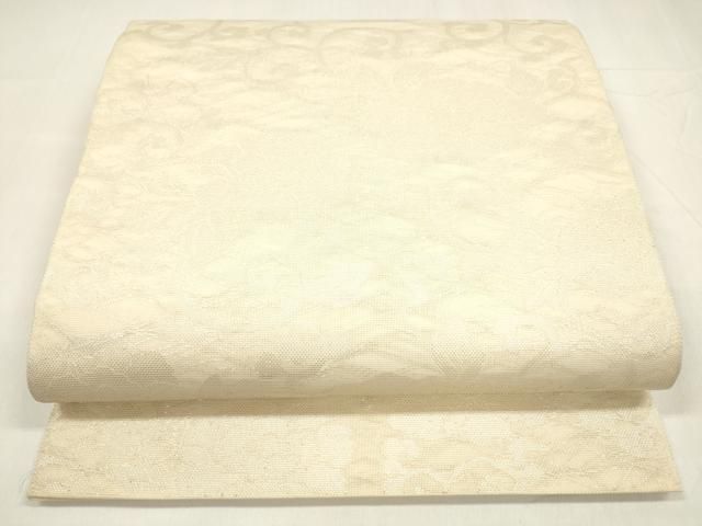 平和屋着物＊夏物 六通柄 本袋帯 花唐草文 銀糸 正絹 cm