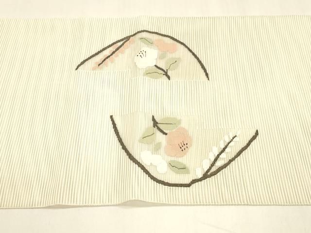 平和屋着物＊夏物 絽綴れ 太鼓柄袋帯 枝花文 正絹 逸品 DABA0242cm