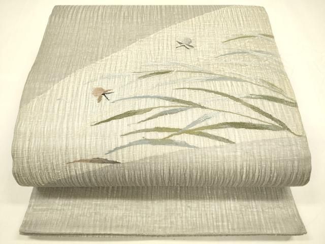 平和屋着物＊夏物 太鼓柄袋帯 夏虫草葉文 正絹 cm