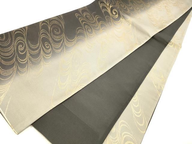 平和屋着物＊夏物 全通柄袋帯 流水文 金糸 正絹 逸品 DABA0250cm