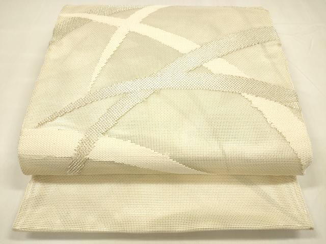 平和屋着物＊夏物 六通柄 本袋帯 草葉文 銀糸 正絹 cm