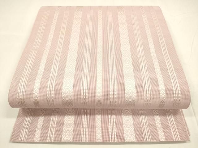 平和屋着物＊夏物 本場筑前博多織 八寸名古屋帯 紗献上 鴇色 正絹 cm