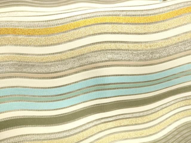  平和屋着物＊夏物 絽綴れ 八寸名古屋帯 よろけ縞 金銀糸 正絹 cm 名古屋帯 帯