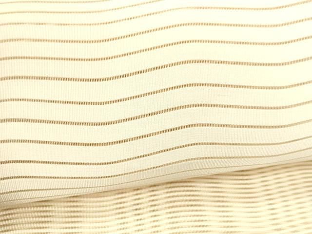 平和屋着物＊夏物 絽綴れ 八寸名古屋帯 よろけ縞 肌色 正絹 逸品