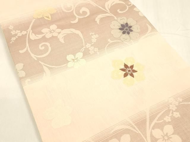 平和屋着物＊夏物 西陣 熊井謹製 両面 六通柄袋帯 更紗花唐草文 正絹 cm