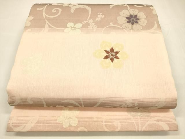 平和屋着物＊夏物 西陣 熊井謹製 両面 六通柄袋帯 更紗花唐草文 正絹 cm