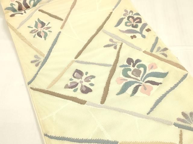 平和屋着物＊夏物 西陣 まいづる謹製 六通柄袋帯 草花文 証紙付き 正絹 cm