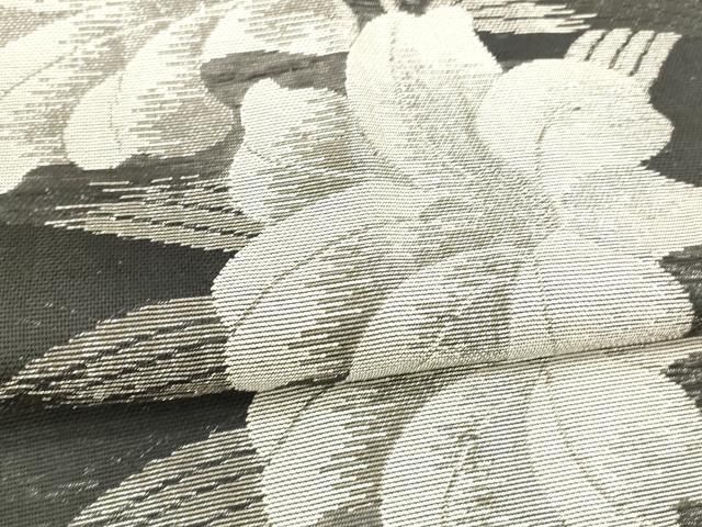  平和屋着物＊夏物 六通柄 本袋帯 百合 黒地 銀糸 正絹 cm 袋帯 帯