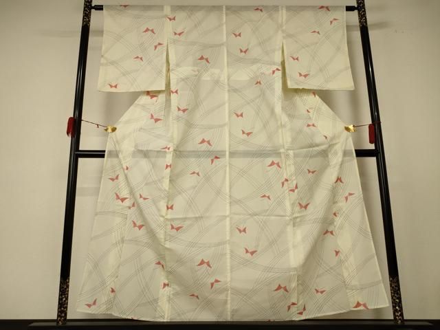 平和屋着物＊夏物 小紋 絽 舞蝶文 洗える着物 jd