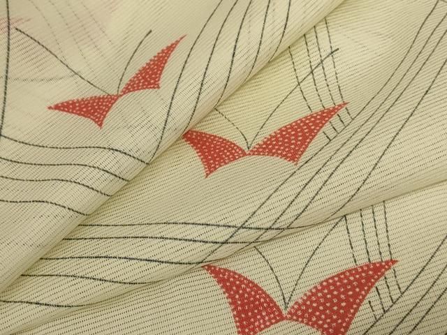 平和屋着物＊夏物 小紋 絽 舞蝶文 洗える着物 jd