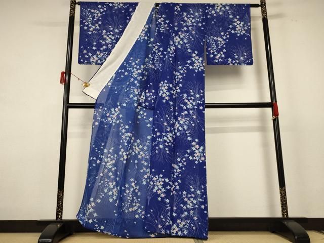 平和屋着物＊夏物 小紋 絽 草花文 洗える着物 AABE1368jd - メルカリ