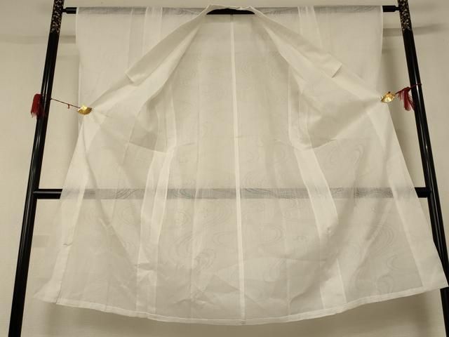 平和屋着物＊夏物 長襦袢 立波流水紋紗 白色 麻 jd