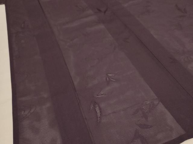 平和屋着物＊夏物 色無地 絽 流水舞葉紋紗 似せ紫色 正絹 逸品