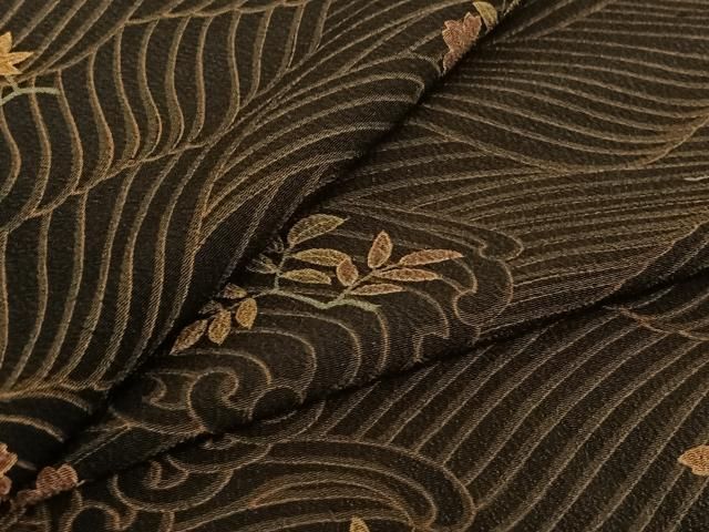 平和屋着物▽小紋 単衣 立波花文 洗える着物 jh