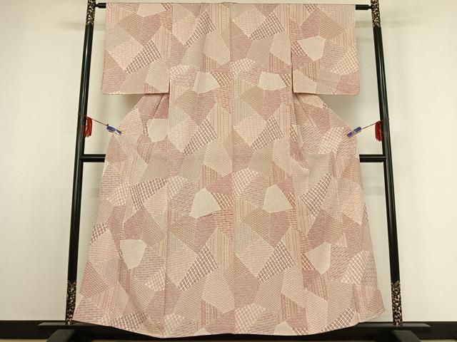 平和屋着物▽上質な小紋 単衣 切嵌吉祥文 正絹 jh