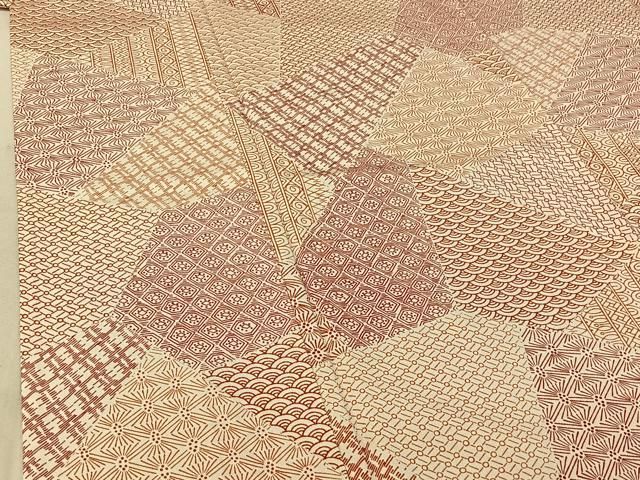  平和屋着物▽上質な小紋 単衣 切嵌吉祥文 正絹 jh 小紋 着物