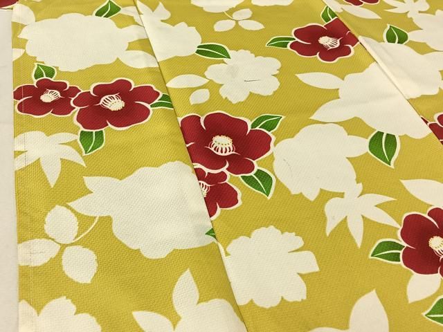  平和屋着物▽小紋 単衣 椿 洗える着物 jh 小紋 着物