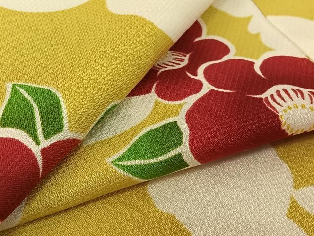 平和屋着物▽小紋 単衣 椿 洗える着物 jh