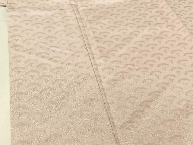  平和屋着物▽色無地 単衣 青海波地紋 桜色 洗える着物 jh 色無地 着物