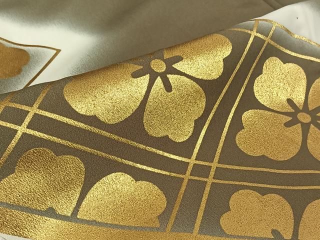 平和屋着物▽男性 訪問着 単衣 花菱文 金彩 正絹 逸品 AABE4021jh