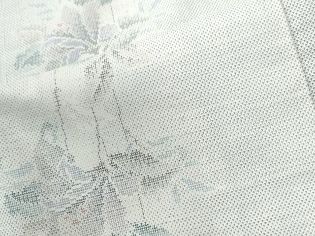  平和屋着物●本場大島紬 白大島 9マルキ 枝花文 正絹 ♥ yc 紬 着物