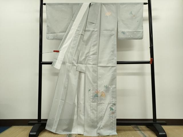 平和屋着物＊夏物 小紋 紗 吉祥文 金糸 正絹 ♥ ze