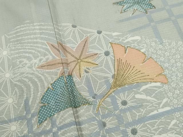  平和屋着物＊夏物 小紋 紗 吉祥文 金糸 正絹 ♥ ze 小紋 着物