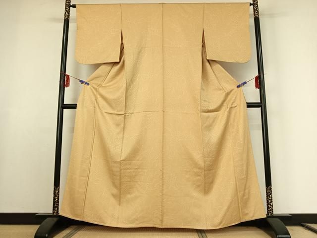 平和屋着物▽上質な小紋 単衣 手描き 草花文 正絹 jh