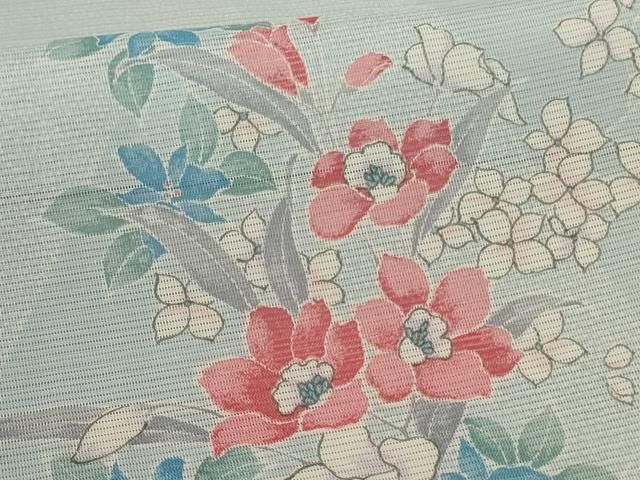  平和屋着物＊夏物 小紋 絽 草花文 洗える着物 ♥ jd 小紋 着物