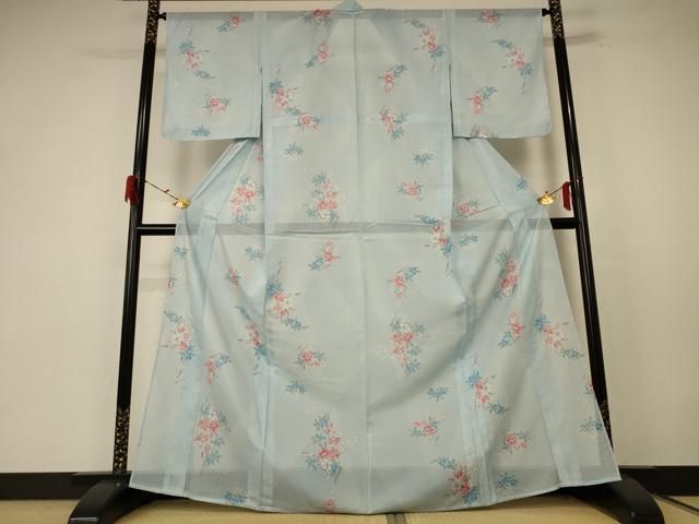 平和屋着物＊夏物 小紋 絽 草花文 洗える着物 ♥ jd