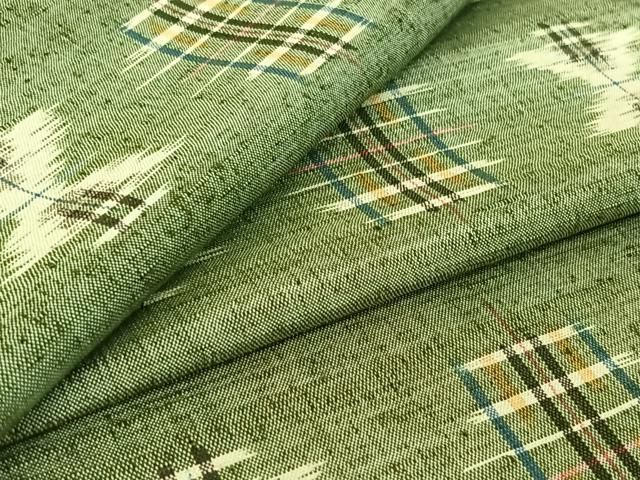 平和屋着物▽上質な紬 単衣 絣柄 正絹 jh