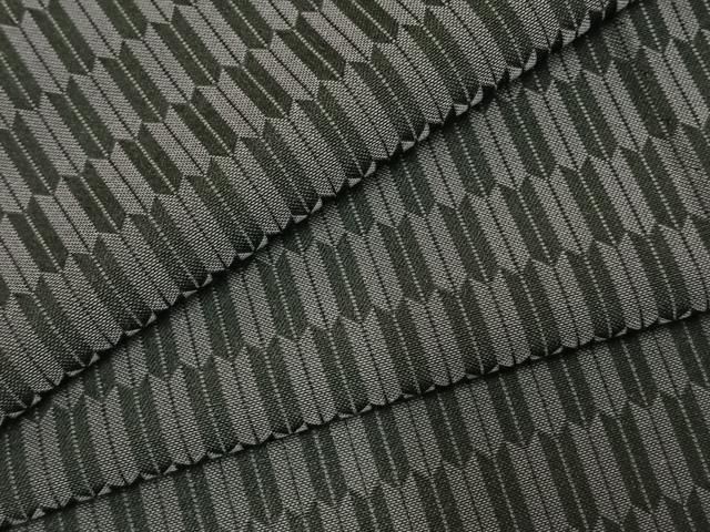 平和屋着物▽お召 単衣 矢羽文 正絹 fy