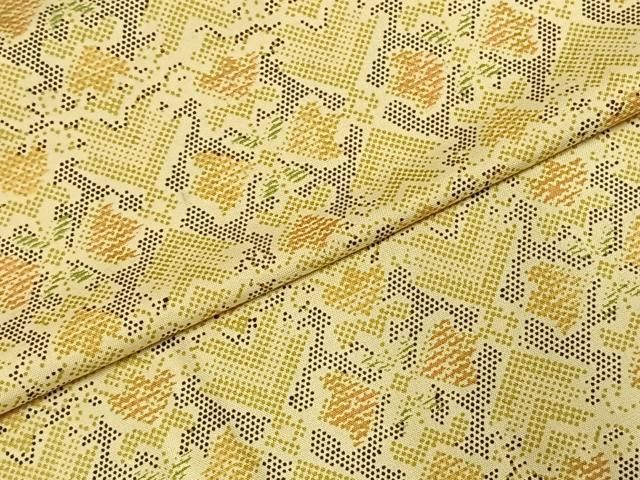  平和屋着物▽上質な小紋 単衣 本場染大島紬 幾何学花文 正絹 fy 紬 着物