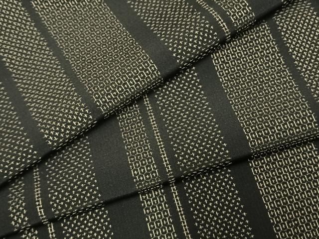 平和屋着物▽お召 単衣 110亀甲 間道 反端付き ロング丈 正絹 fy