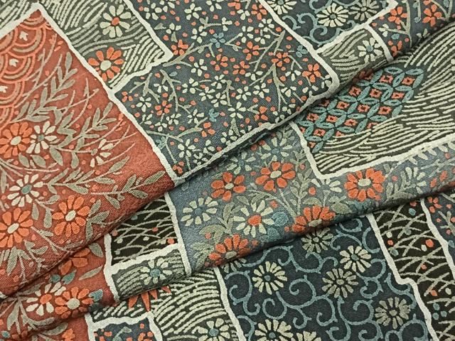 平和屋着物▽上質な小紋 単衣 色紙花文 正絹 fy