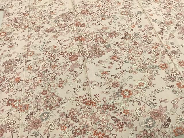  平和屋着物▽上質な小紋 単衣 花鳥文 正絹 fy 小紋 着物