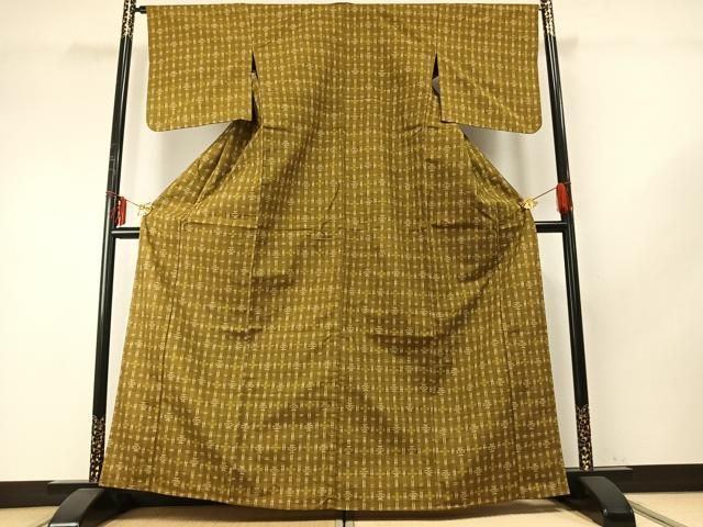 平和屋着物▽上質な紬 単衣 絣柄 正絹 fy