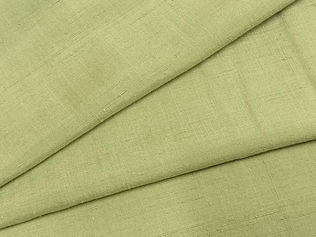 平和屋着物▽本場結城紬 重要無形文化財 単衣 色無地 若菜色 扱い 正絹 ♥ fy