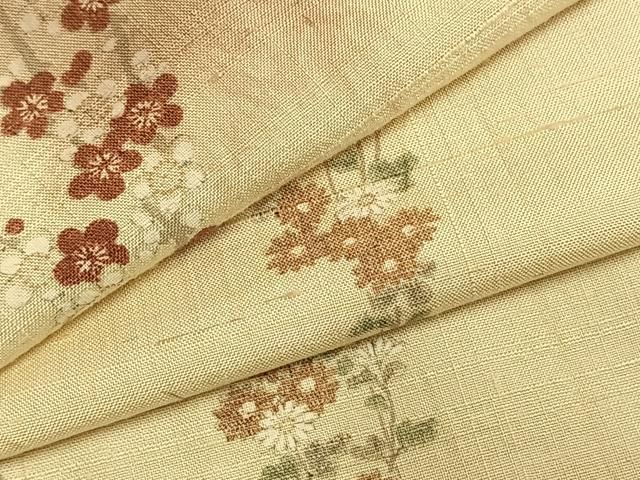 平和屋着物▽上質な紬 単衣 枝花文 暈し染め 正絹 fy