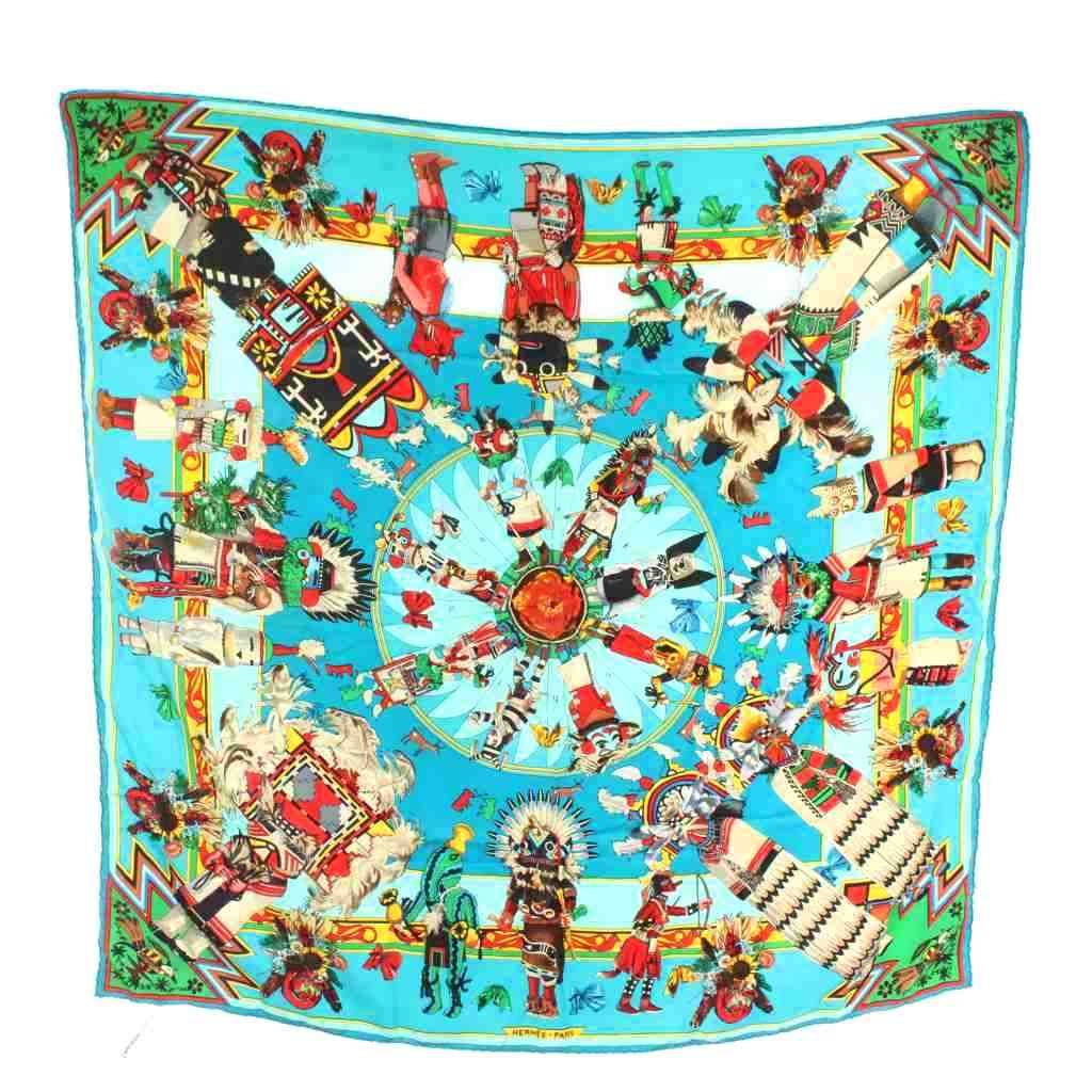 エルメス HERMES カレ90 KACHINAS カチナ スカーフ 絹 シルク 大判
