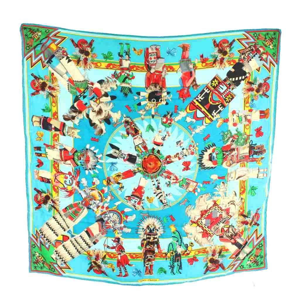 エルメス HERMES カレ90 KACHINAS カチナ スカーフ 絹 シルク 大判