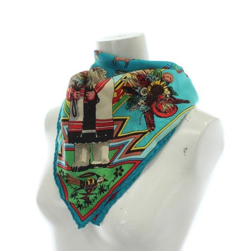 美品 エルメスHERMES カレ90 Kachinas（カチナ） エルメス HERMES カレ90 KACHINAS カチナ スカーフ 絹 シルク 大判