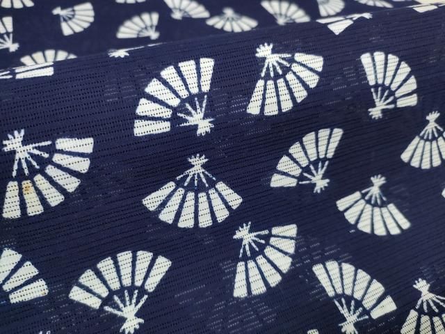  平和屋着物＊夏物 竺仙 浴衣 反物 着尺 綿絽 扇面散らし 三越扱い 証紙付き 綿 ♥ zzz 浴衣反物 浴衣