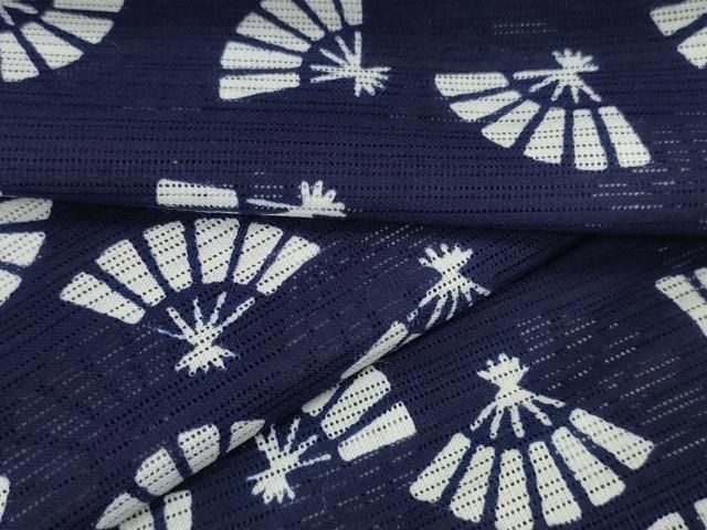 平和屋着物＊夏物 竺仙 浴衣 反物 着尺 綿絽 扇面散らし 三越扱い 証紙