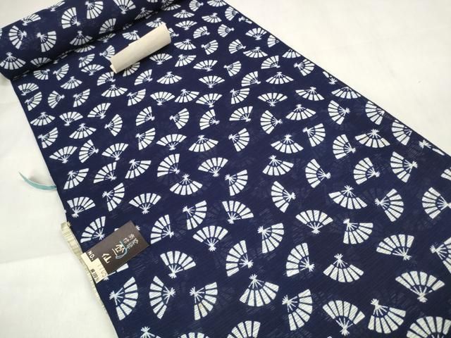 平和屋着物＊夏物 竺仙 浴衣 反物 着尺 綿絽 扇面散らし 三越扱い 証紙