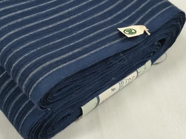  平和屋着物＊夏物 竺仙 浴衣 反物 着尺 縞 高島屋扱い 証紙付き 綿 ♥ zzz 浴衣反物 浴衣