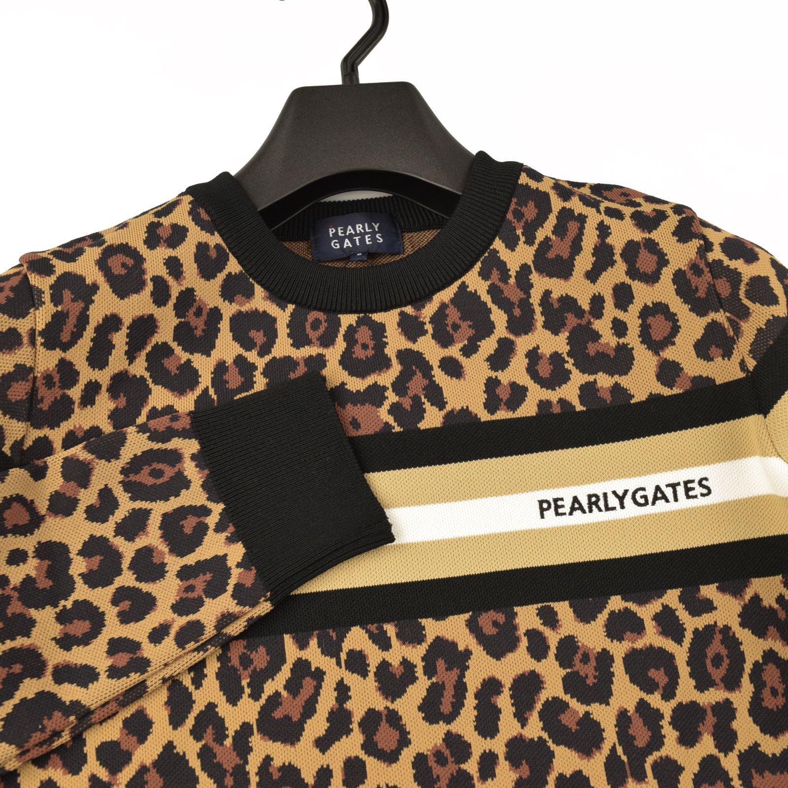 サイズ 0 Ｓ パーリーゲイツ 日本製 レオパード柄 クルーネック長袖 ニットプルオーバー 055-2270008-051