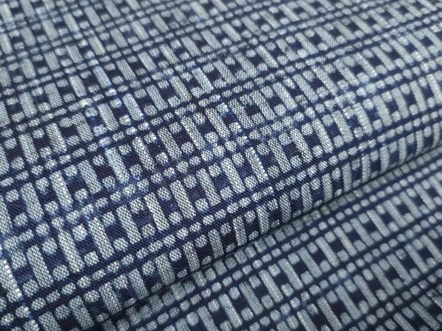  平和屋着物＊夏物 竺仙 浴衣 反物 着尺 両面染 変わり格子 証紙付き 綿 ♥ zzz 浴衣反物 浴衣